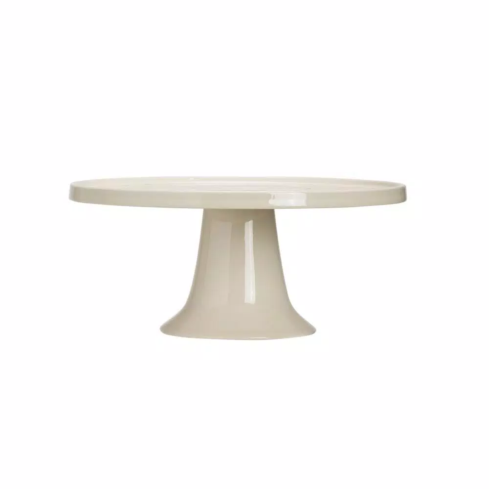 3R Studios Single-Tier White Stoneware Cake Stand with Multicolor Flowers