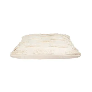 3R Studios White Fringe Embroidered 20 in. x 20 in. Throw Pillow