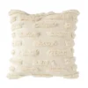 3R Studios White Fringe Embroidered 20 in. x 20 in. Throw Pillow