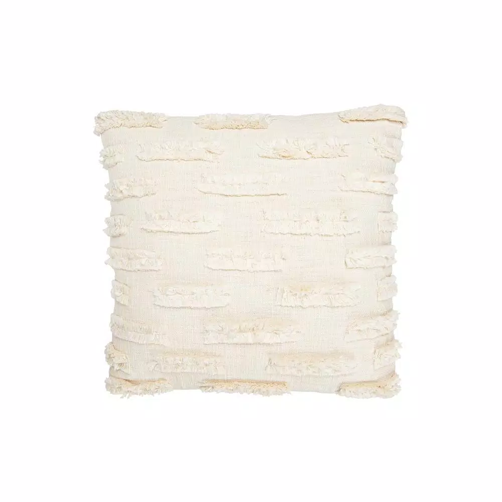 3R Studios White Fringe Embroidered 20 in. x 20 in. Throw Pillow