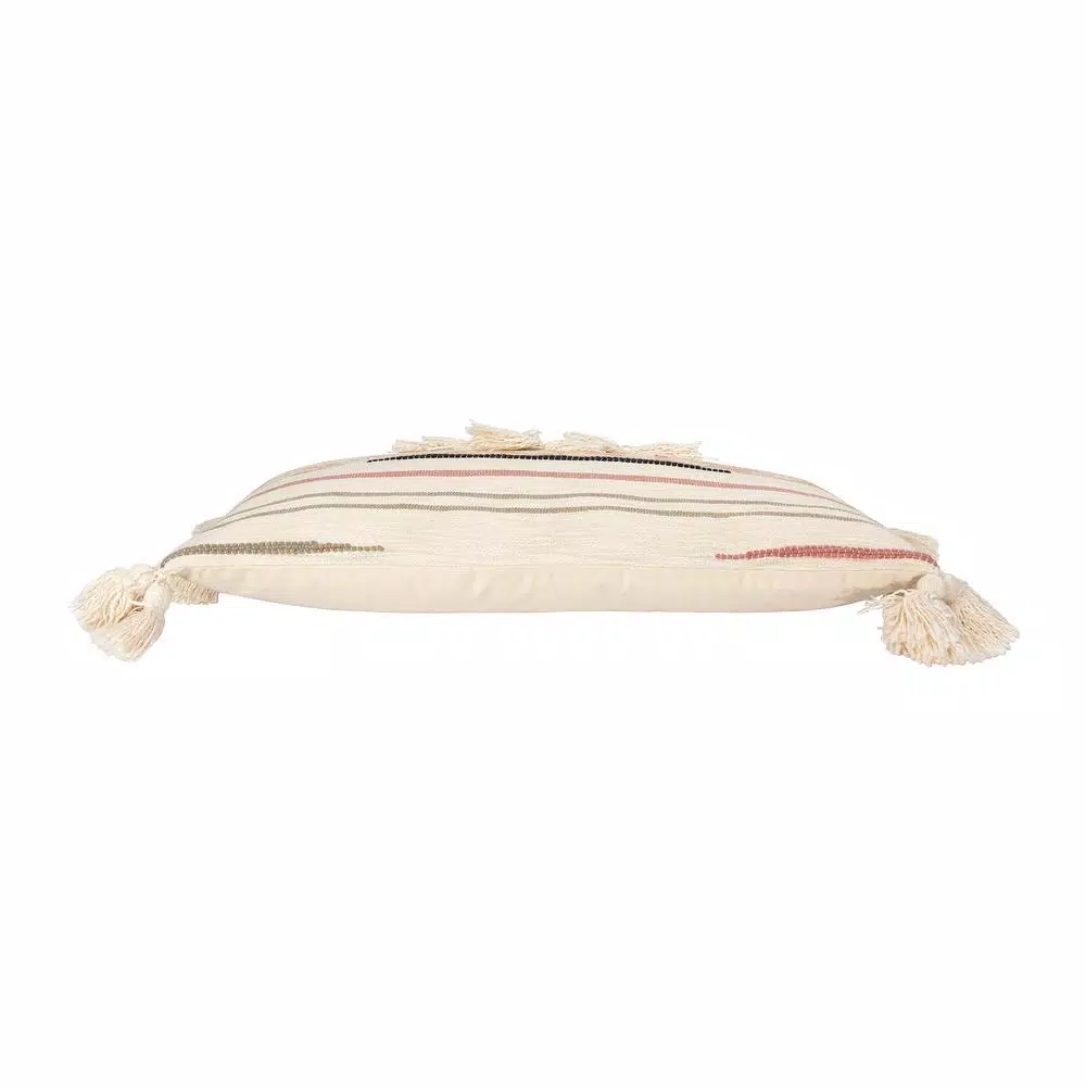 3R Studios Pink and Brown Striped Kilim Lumber 28 in. x 14 in. Throw Pillow