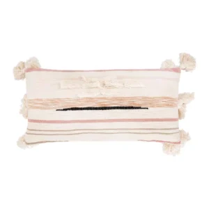 3R Studios Pink and Brown Striped Kilim Lumber 28 in. x 14 in. Throw Pillow