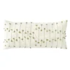 3R Studios White with Green Accents Handwoven Lumbar 36 in. x 16 in. Throw Pillow