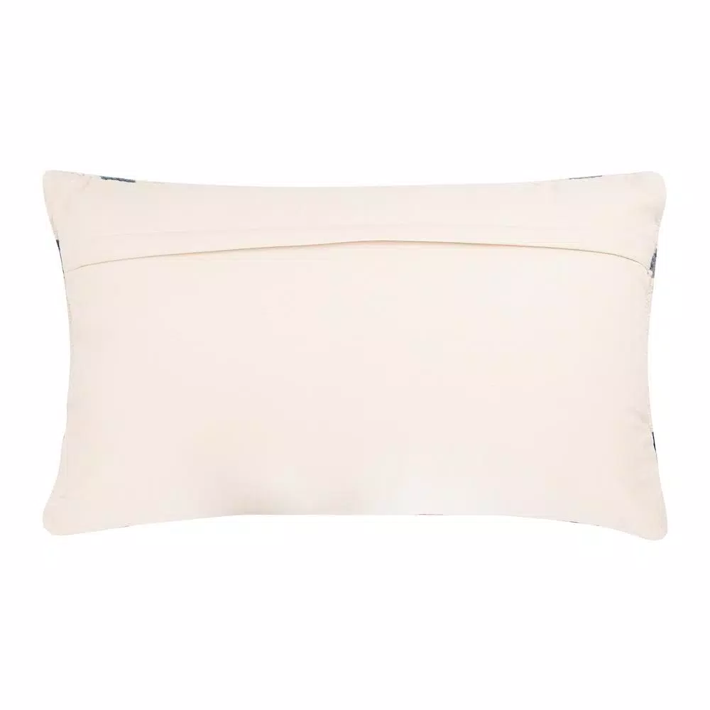 3R Studios Off-White with Blue and Brown Pattern Lumbar 26 in. x 16 in. Throw Pillow