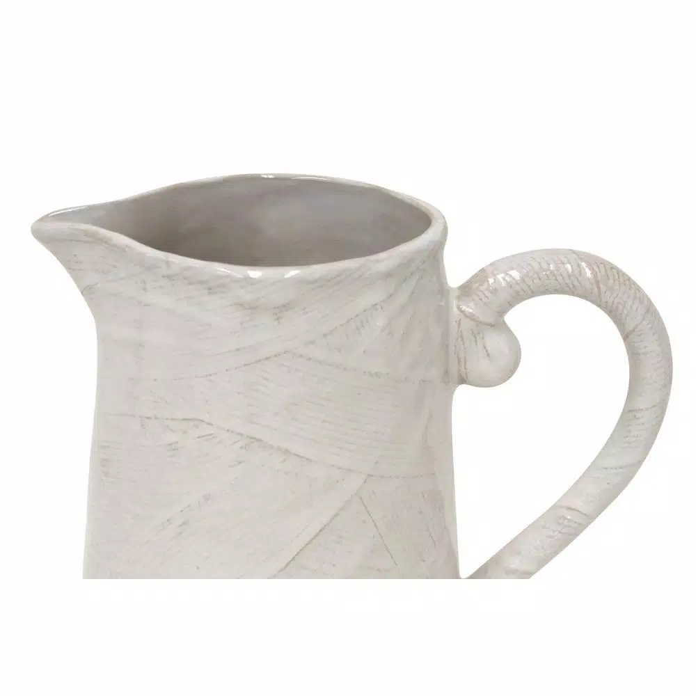 Abigails Bali 72 fl. oz. Ivory Ceramic Pitcher