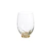 Abigails Elisa White Wine Stemless Wine Glass, Clear with Gold
