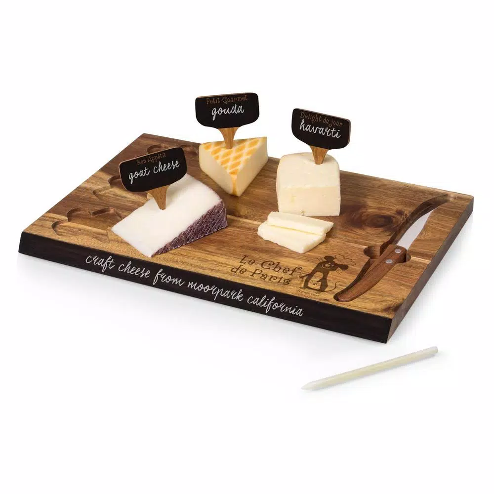 TOSCANA 15 in. Ratatouille Delio Acacia Cheese Board and Tools Set