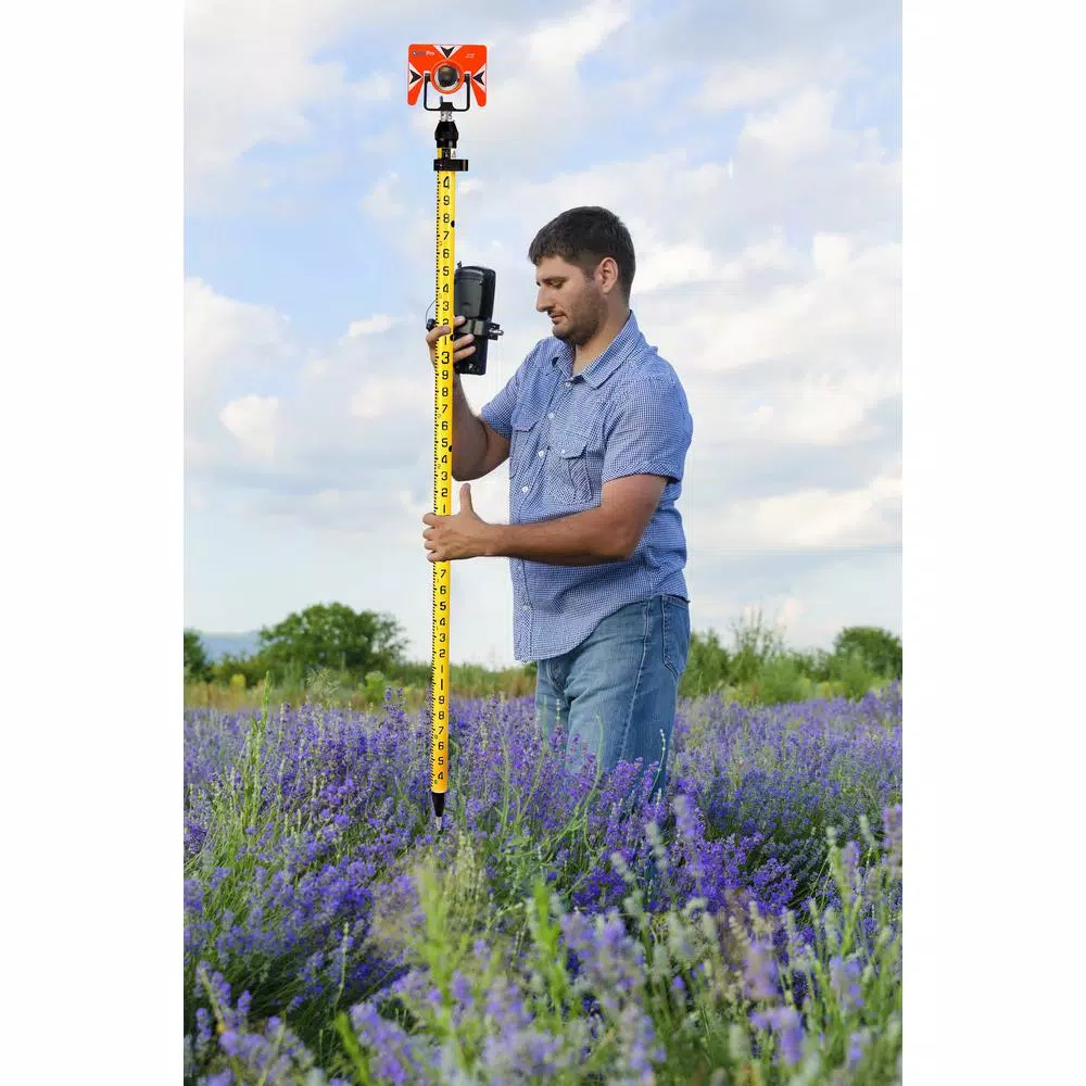 AdirPro 6 ft. 2 m 10ths Graduation Aluminum 3-Position Snap-Lock Rover Telescoping Rod Pole in Yellow