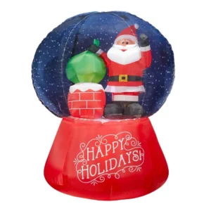 Airblown 5.5 ft. Projection Inflatable Snow flurry-Snow Globe Santa On The Rooftop Scene
