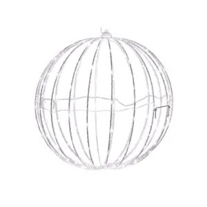 Alpine Corporation 16 in. Diameter Foldable Metal Sphere Ornament with Multi-Colored LED Lights