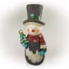 Alpine Corporation 48 in. Tall Corporation Solar Snowman Statue with Color Changing LED Lights, Holiday Decor