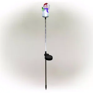 Alpine Corporation Solar Snowman Garden Stake with Fiber Optic Lights (Set of 2)
