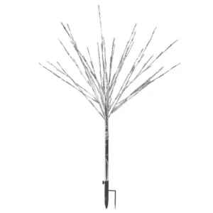 Alpine Corporation 39 in. Tall Silver Metallic Foil Tree with Multicolor LED Lights