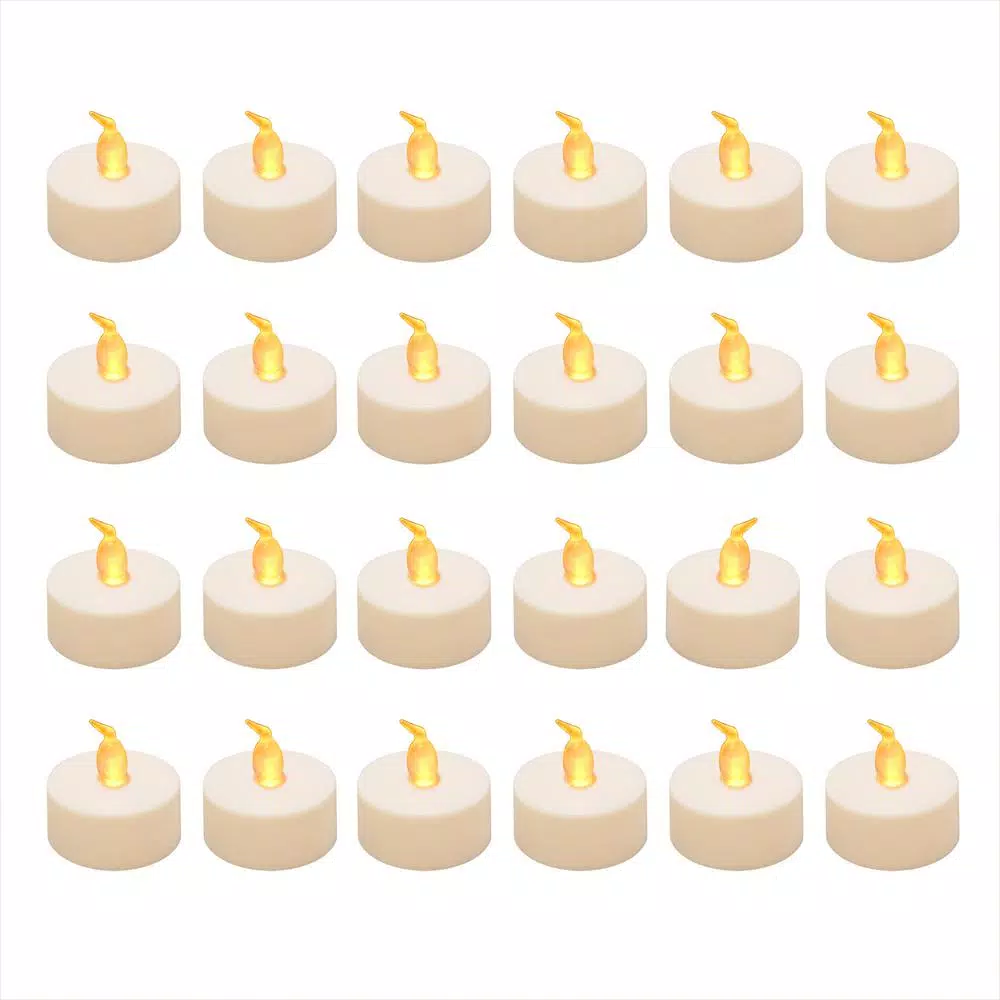 LUMABASE Battery Operated Amber LED Tea Lights - Value Pack (24-Count)
