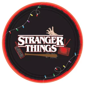 Amscan Stranger Things 9 in. Black Halloween Plates Round Paper (4-Pack)