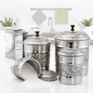 Old Dutch 4-Piece Antique Pewter Embossed