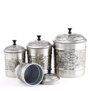 Old Dutch 4-Piece Antique Pewter Embossed