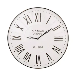 Glitzhome 31.5 in. Oversized Farmhouse Metal Enamel Wall Clock