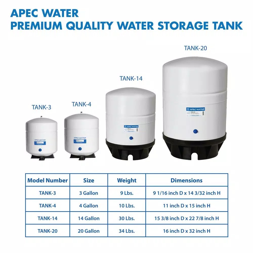 APEC Water Systems 3 Gal. Pre-Pressurized Residential Reverse Osmosis Drinking Water Storage Tank