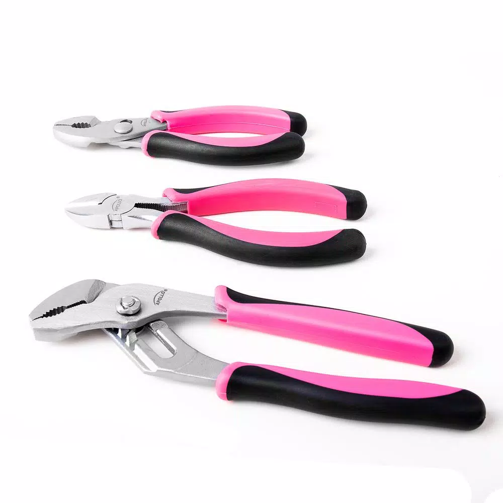 Apollo 8 in., 6.5 in. and 6 in. Pliers Set in Pink (3-Piece)
