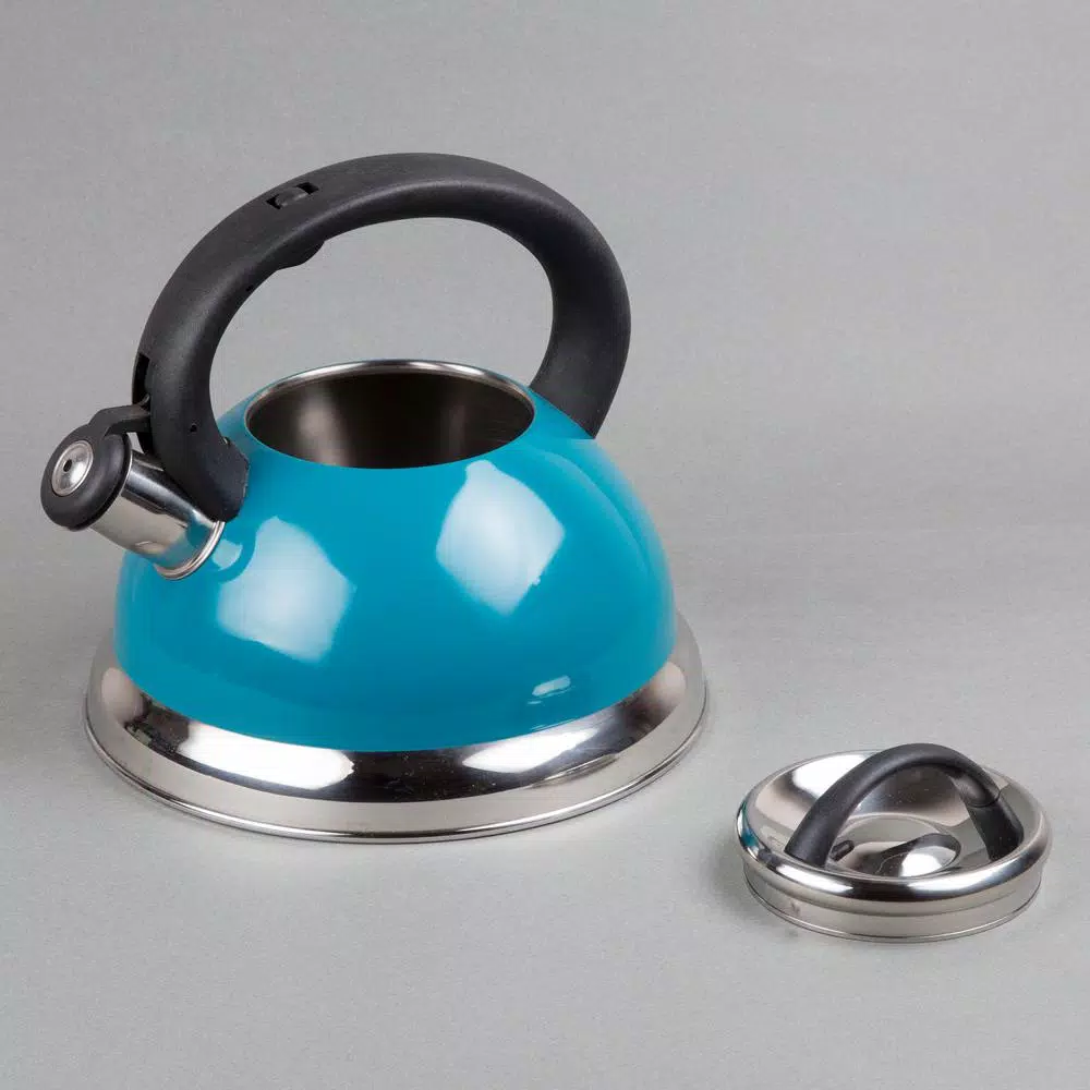 Creative Home Alexa 3.0 Quart Aqua with Aluminum Capsulated Bottom for Even Heat Distribution Stainless Steel Whistling Tea Kettle