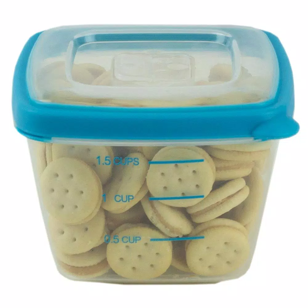 Home Basics 8-Piece Nesting Plastic Food Storage Container Set with Multi-Color Snap-On Lids