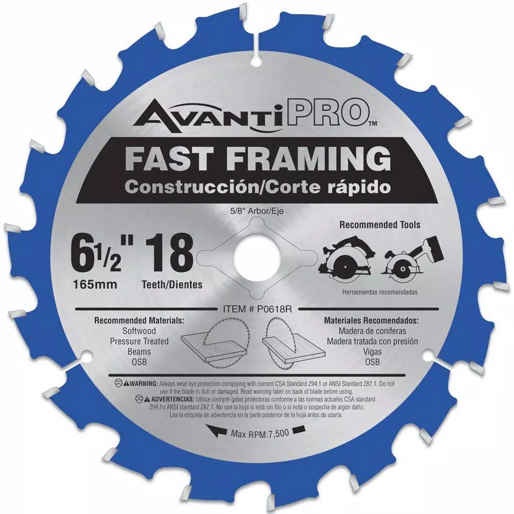 Avanti Pro 6-1/2 in. x 18-Teeth Fast Framing Saw Blade