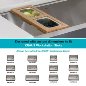 KRAUS 16.75 in. Workstation Kitchen Sink Composite Serving Board Set with Rectangular Stainless Steel Bowls