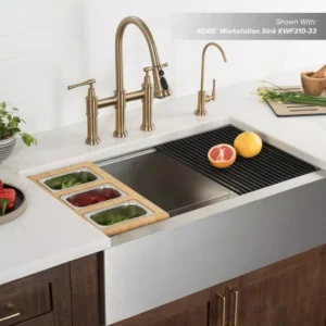 KRAUS 16.75 in. Workstation Kitchen Sink Composite Serving Board Set with Rectangular Stainless Steel Bowls