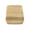 Zentique Concave Hand Woven Wicker Seagrass and Palm Leaf with Dark Pin Stripes Large Basket