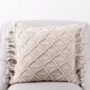 Glitzhome 18 in. L x 18 in. W Hollow-Carved Handmade Cotton Rope Pillow Cover with Tassel