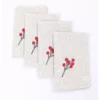 Manor Luxe 20 in. x 20 in. Holly Berry Branch Crewel Embroidered Christmas Napkins (Set of 4), Linen Blend
