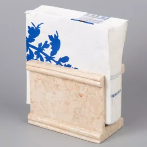 Creative Home Beige Natural Champagne Marble Column Collection Dinning Table Napkin Holder Stand Dispenser