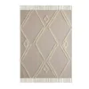 LR Home Fringe Tufted Geometric Beige / Cream Cotton Throw Blanket