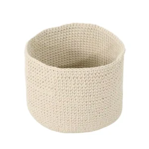 Noble House Derry Round Knitted Cotton Thread Sundries Basket, Beige