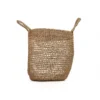 Zentique Cylindrical Sparsely Hand Woven Seagrass Medium Basket with Handles