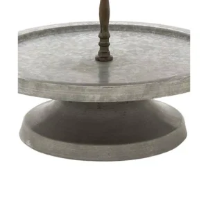 Benzara Amazingly Useful Metal 2-Tier Tray Stand