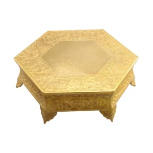 Benzara Hexagonal 14 in. Gold Metal Wedding Cake Stand