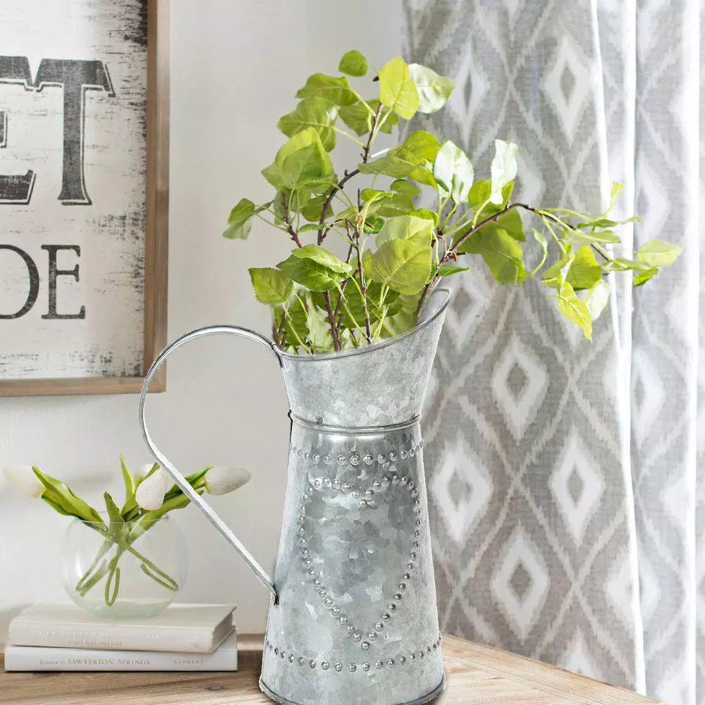 Benzara Gray decorative Galvanized Metal Pitcher