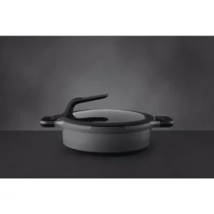 BergHOFF GEM Stay Cool 4.1 qt. Cast Aluminum Nonstick Saute Pan in Gray with Glass Lid