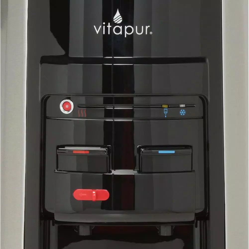 VITAPUR 3-5 Gal. Hot/Room/Cold Temperature Top Load Water Cooler Dispenser with Kettle Feature in Stainless Steel/Black