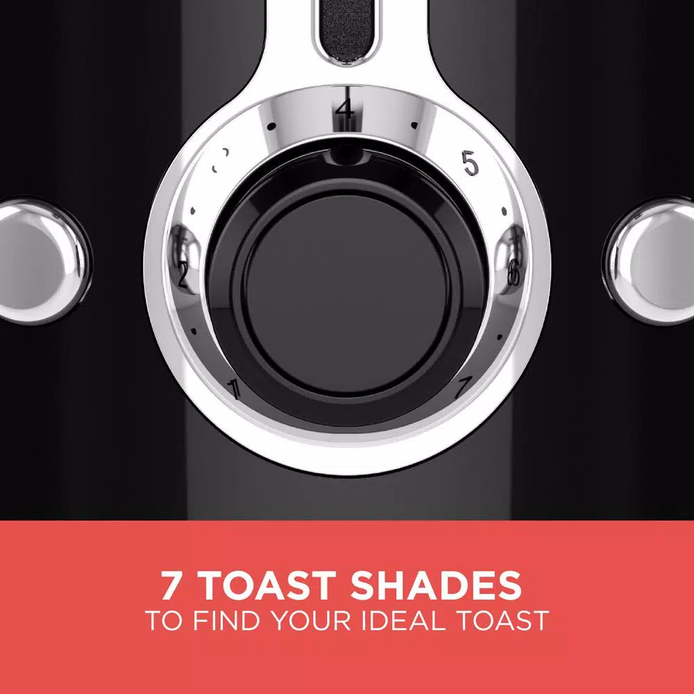 BLACK+DECKER 2-Slice Black Wide Slot Toaster with Temperature Control