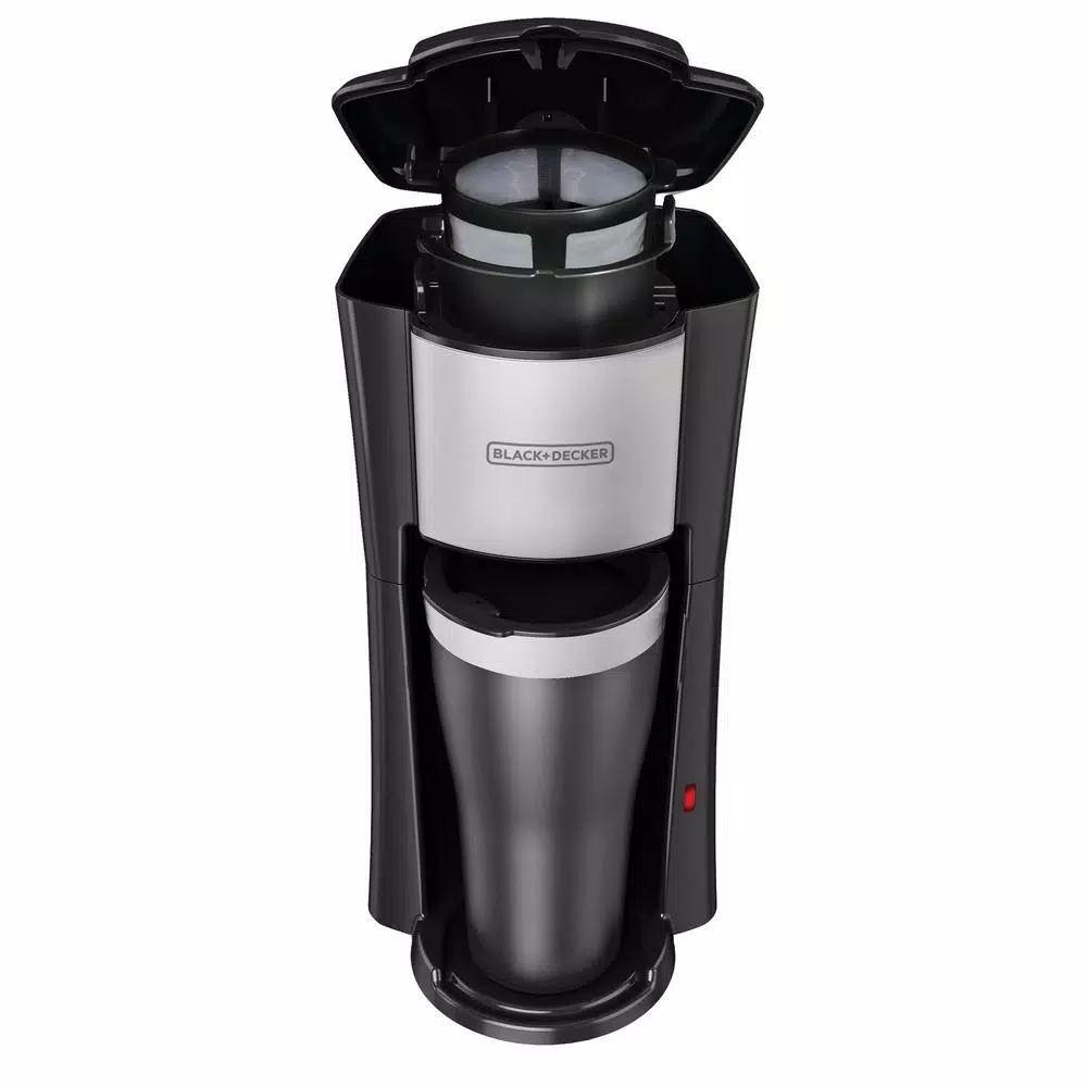 BLACK+DECKER Black Single Serve Drip Coffee Maker with Travel Mug