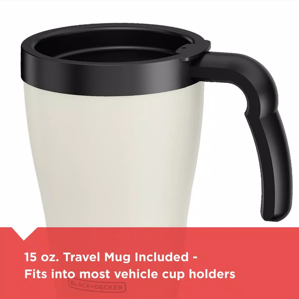 BLACK+DECKER Brew'n Go Black Single Serve Coffee Maker with Travel Mug