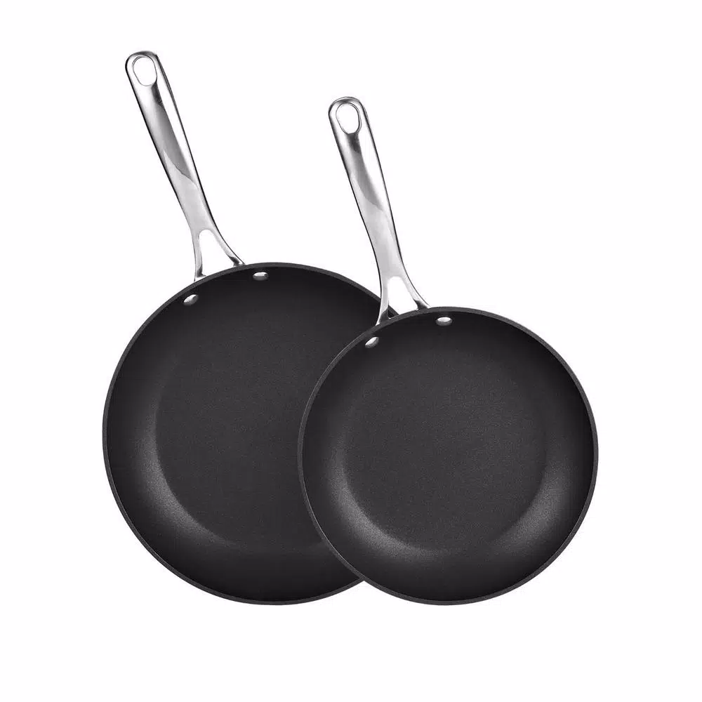 Cooks Standard 2-Piece Hard-Anodized Aluminum Nonstick Frying Pan Set in Black