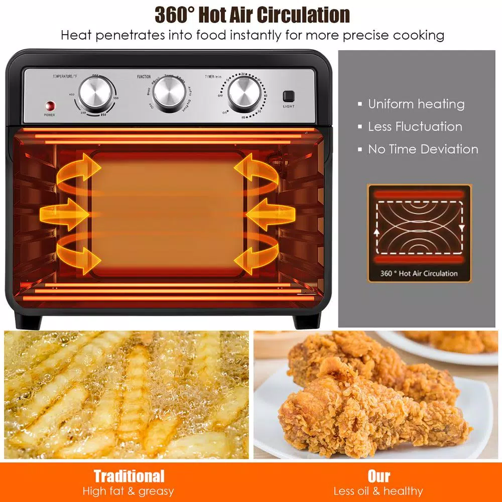 Costway 23 qt. Black Air Fryer Oven with Rotisserie