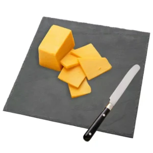 Creative Home Natural Slate Black Stone 12 in. x 12 in. Square Serving Board Cheese Platter Hot Pan Trivet