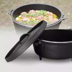 ExcelSteel 6 qt. Round Cast Iron Dutch Oven in Black with Lid