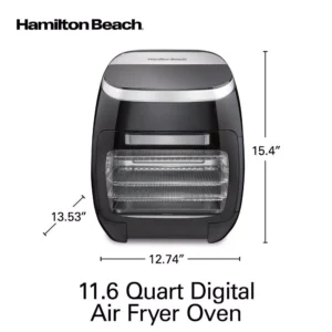 Hamilton Beach 11 Qt. Black Digital Air Fryer with Rotisserie and Rotating Basket