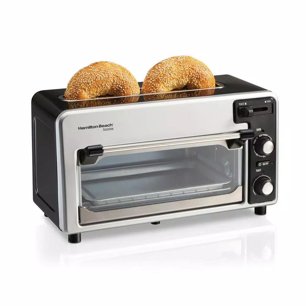 Hamilton Beach Toastation 1300 W 2-Slice Black and Gray Toaster Oven with Top Toasting Slot